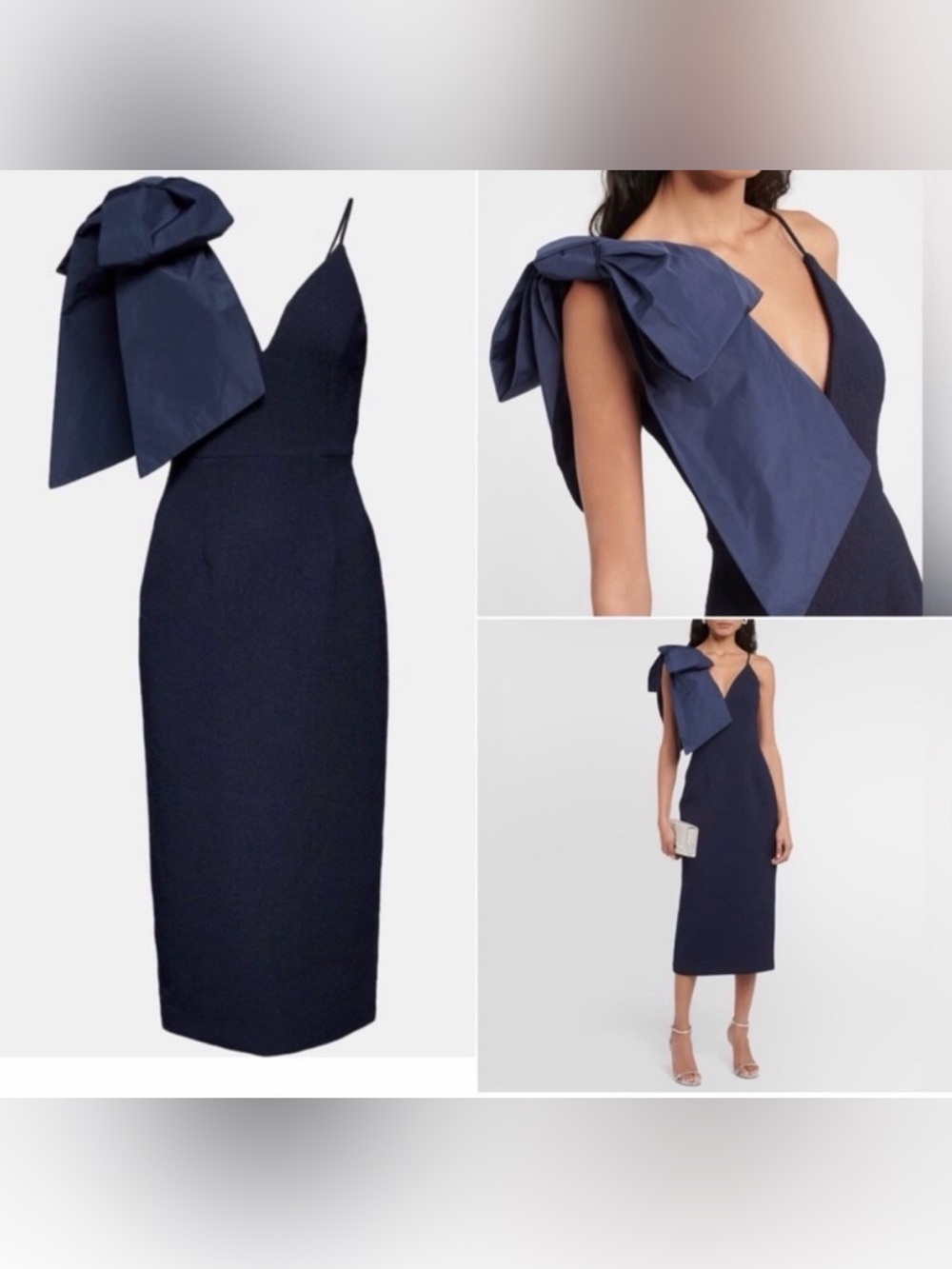 Rebecca Vallance Amore Strap Midi Dress in Navy